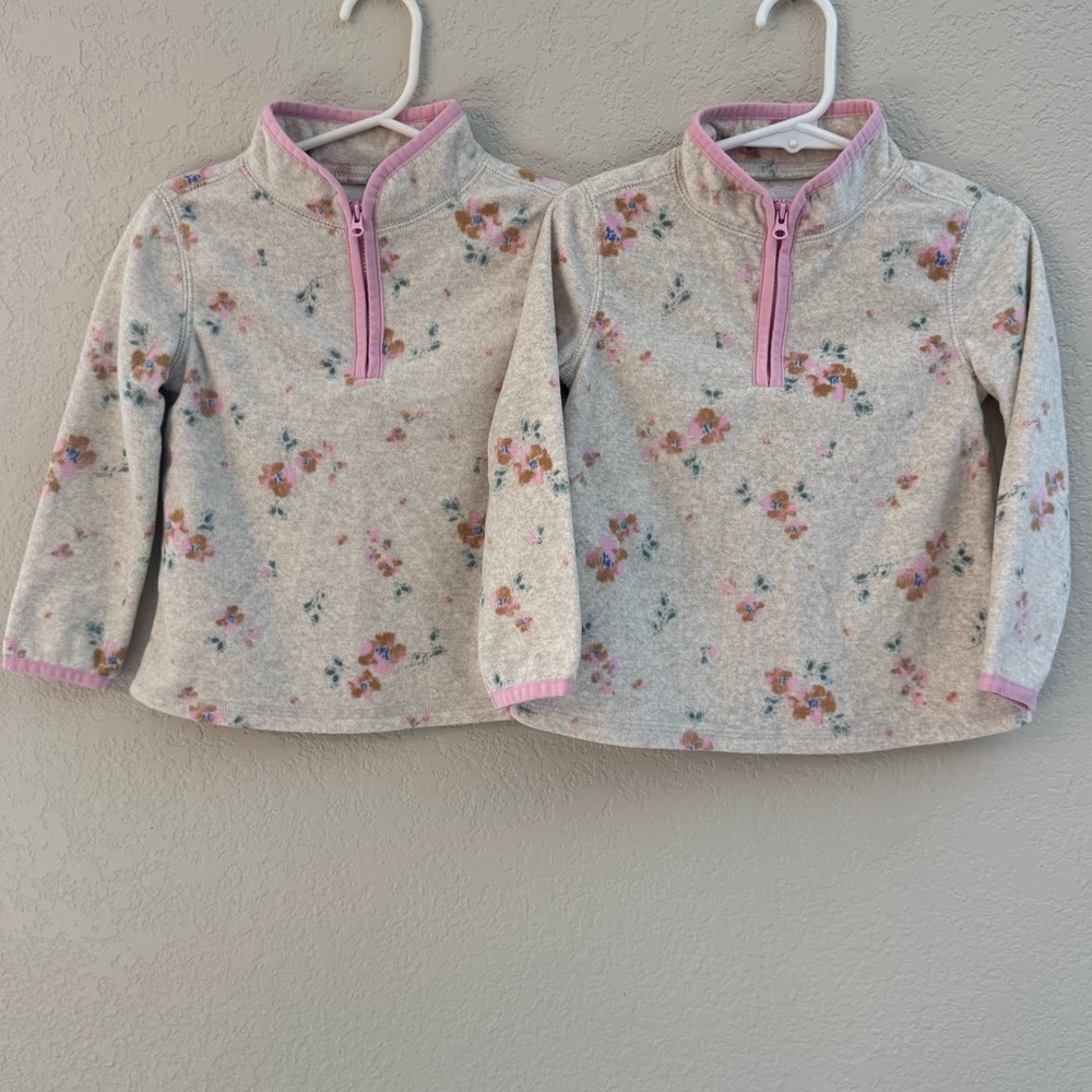 TWIN BUNDLE - Set of 2 Twin Girls OshKosh B'gosh Fleece Sweatshirts